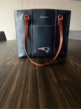 Dooney & Bourke Navy and Brown Patriots Tote